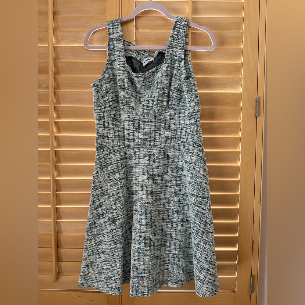Leota Green Tweed Midi Dress
